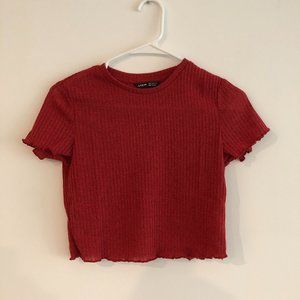 SHEIN Pink Ruffled Crop Top